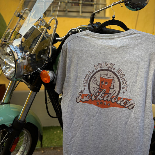 CHILL, DRINK, ENJOY - t-shirt grigia con stampa