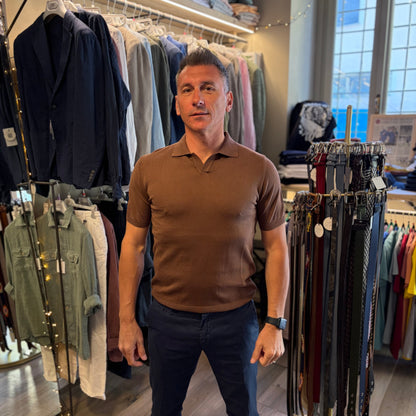 TREZEGUET - polo in maglia sartoriale scollo V