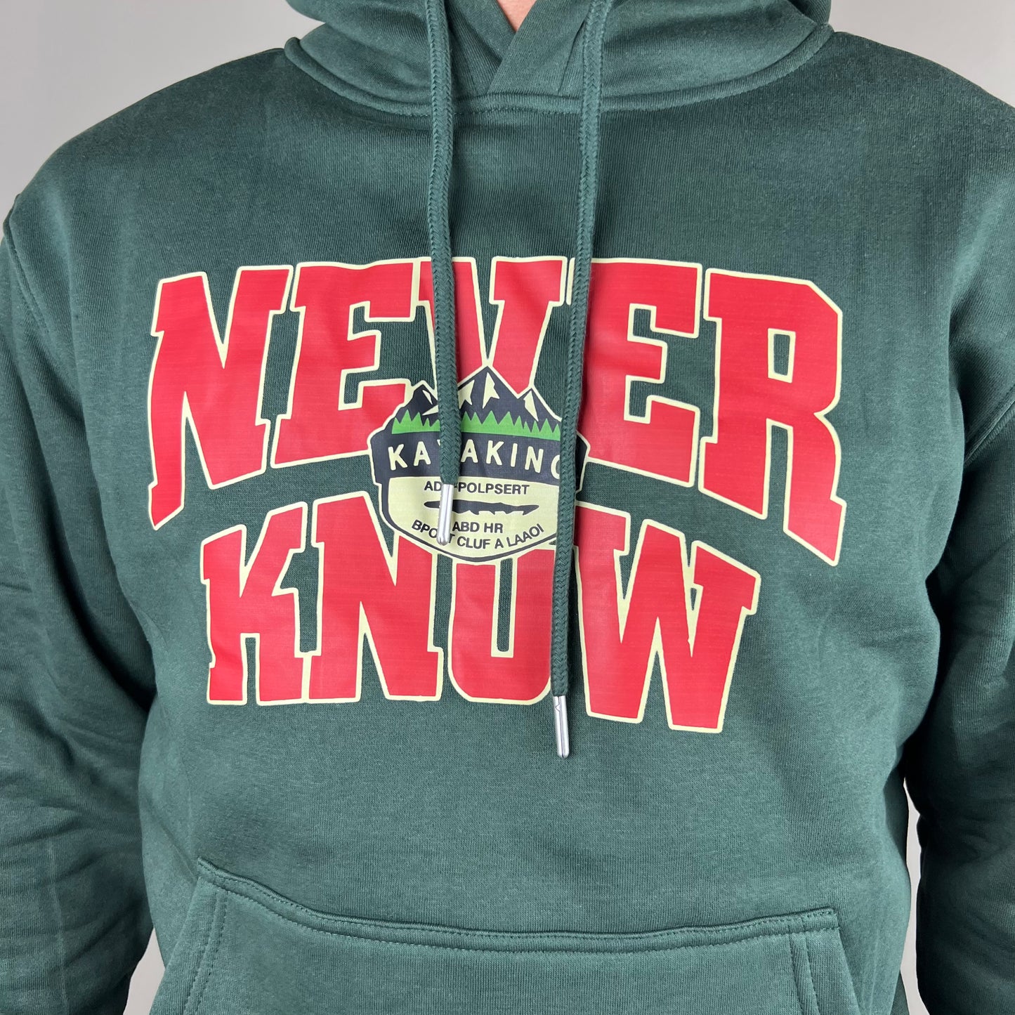 NEVER KNOW - felpa verde con stampa