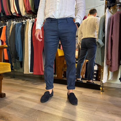 MIKE - pantalone misto lino sartoriale