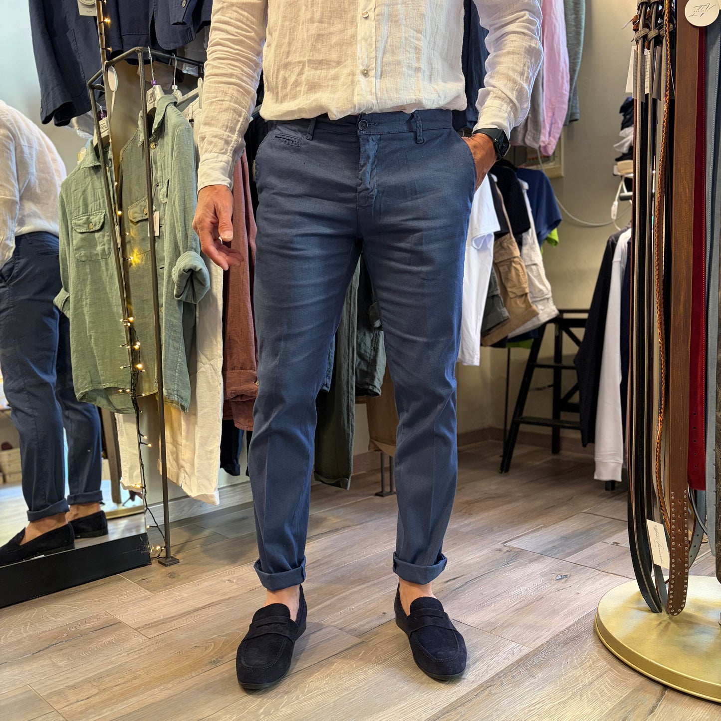 MIKE - pantalone misto lino sartoriale