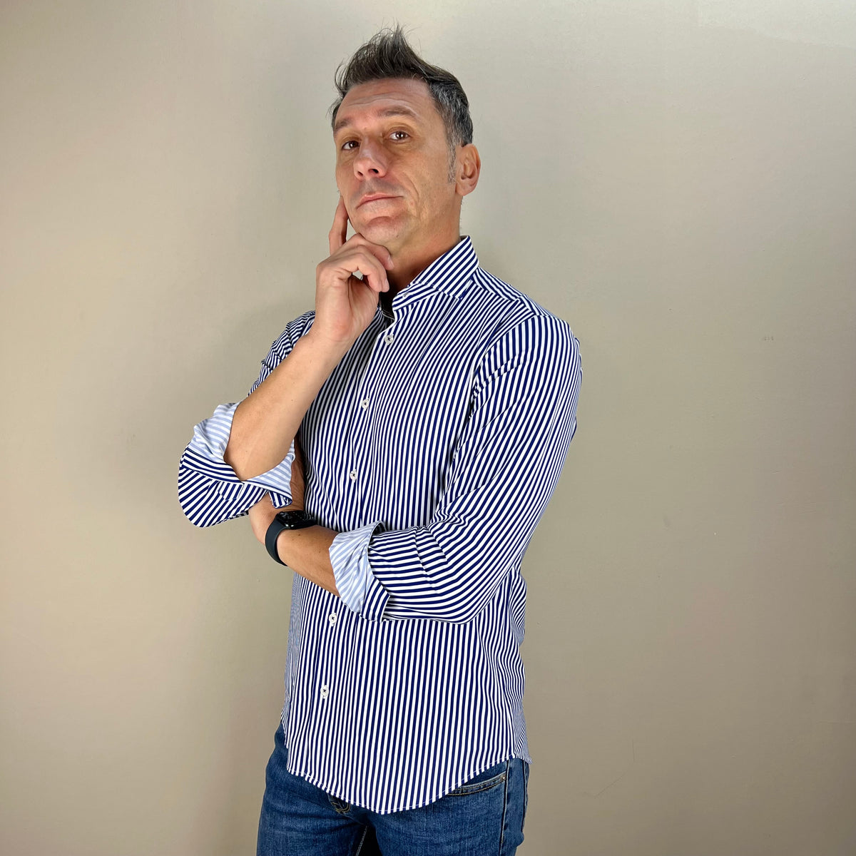 TOP PLAYER PROFESSIONAL RIGHE LARGHE – camicia eco anti-stiro a righe