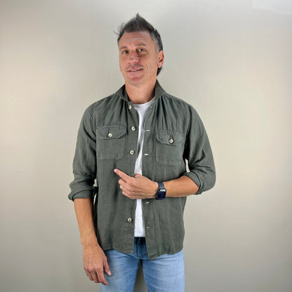 PANAREA – camicia lino sahariana sartoriale