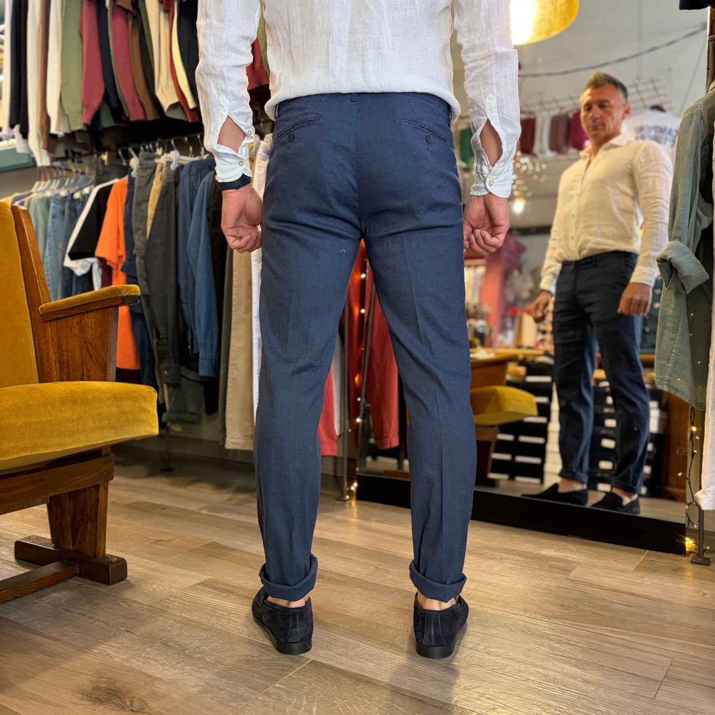 MIKE - pantalone misto lino sartoriale