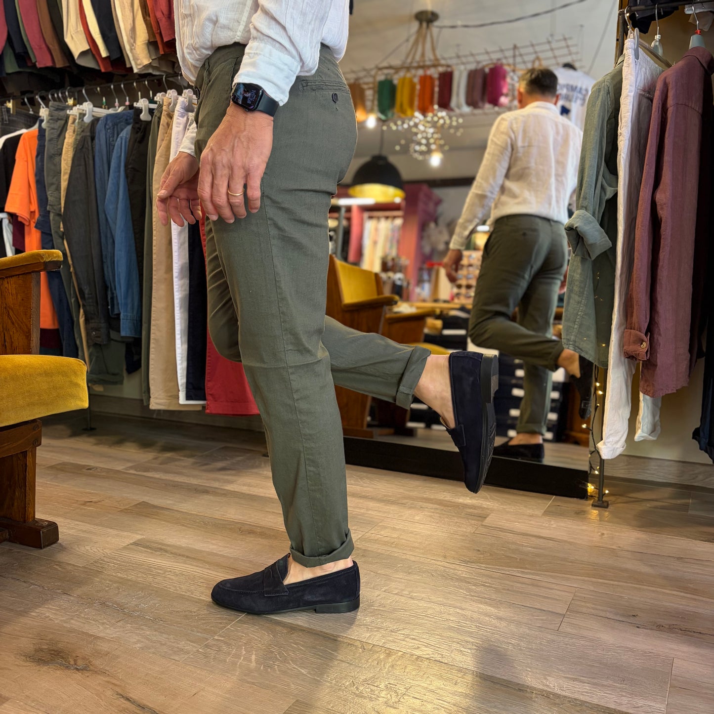 MIKE - pantalone misto lino sartoriale