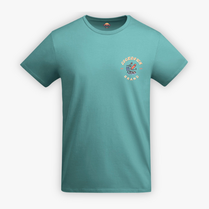 SOMETIMES YOU FALL - t-shirt turchese con stampa