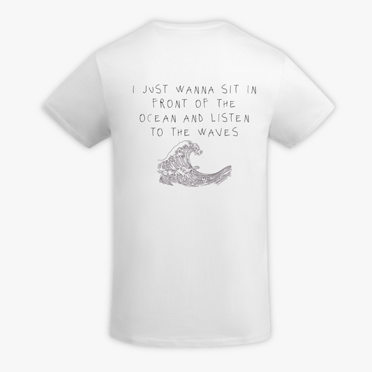 THE WAVES - t-shirt bianca con stampa