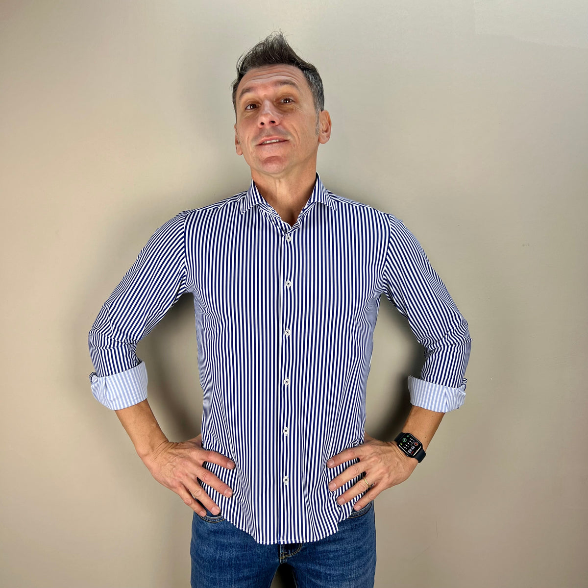 TOP PLAYER PROFESSIONAL RIGHE LARGHE – camicia eco anti-stiro a righe