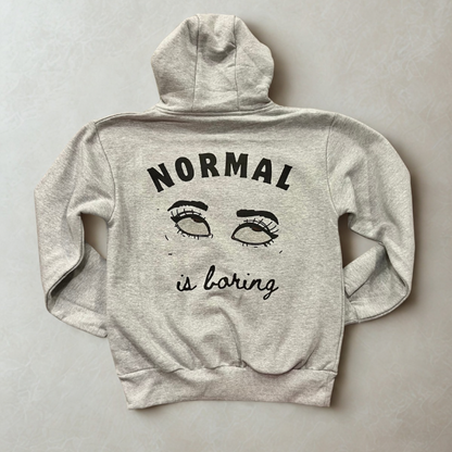 NORMAL IS BORING - felpa cappuccio grigia