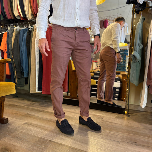 MIKE - pantalone misto lino sartoriale