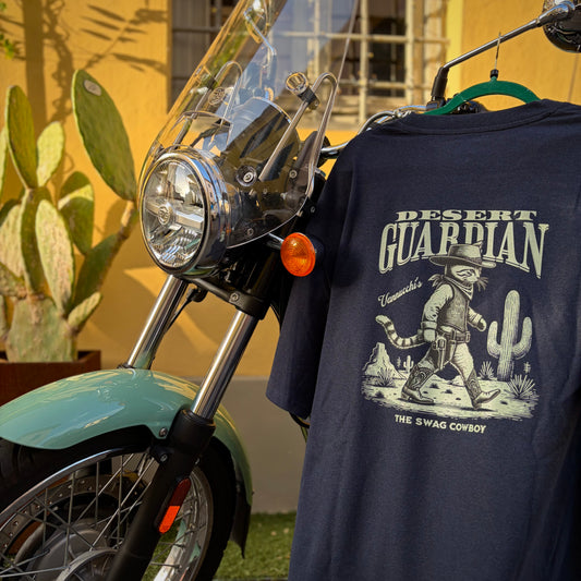 DESERT GUARDIAN - t-shirt blu oversize con stampa