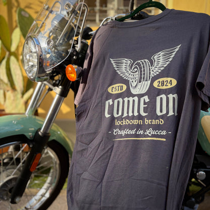 COME ON - t-shirt ebano con stampa