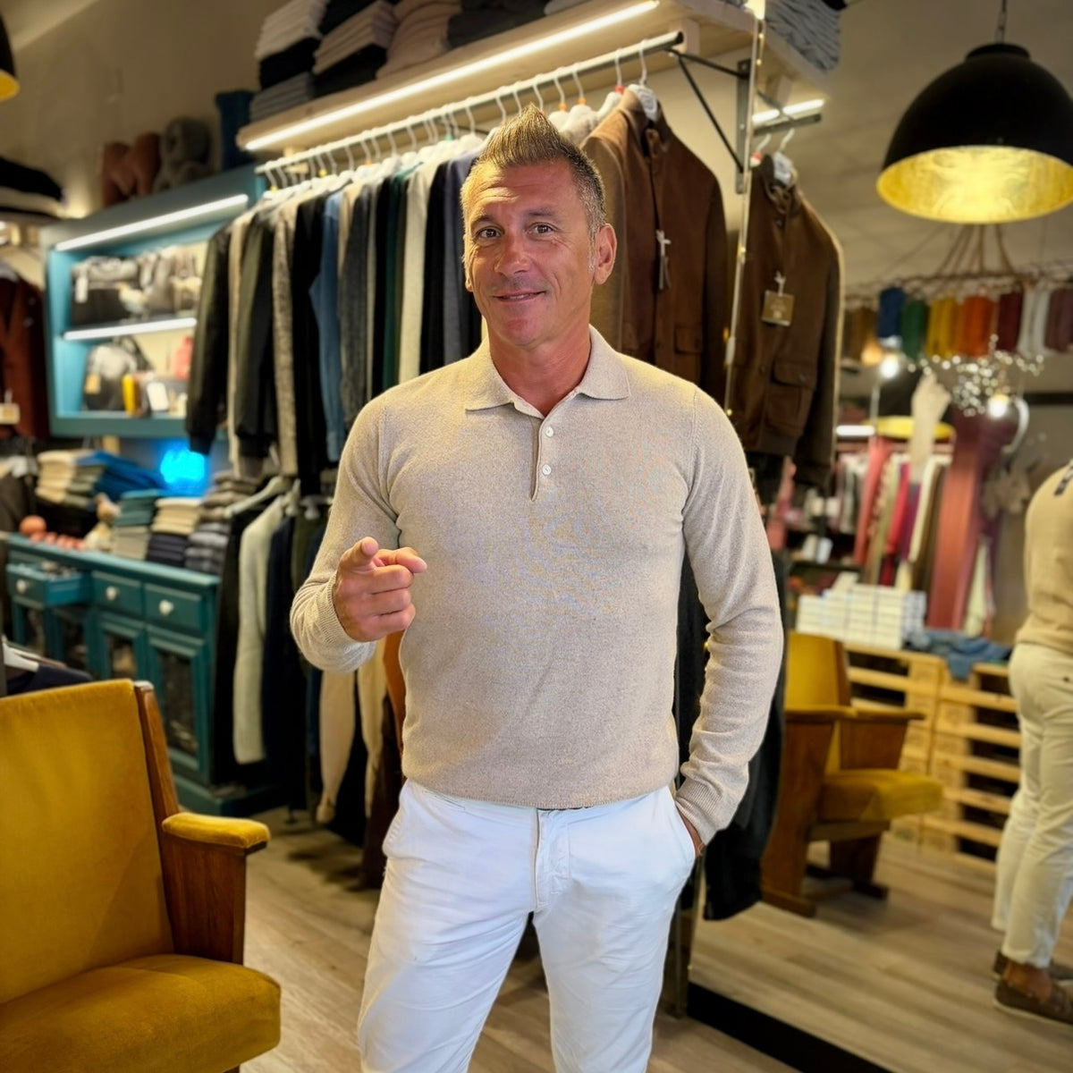 SHEVA - polo manica lunga cashmere sartoriale