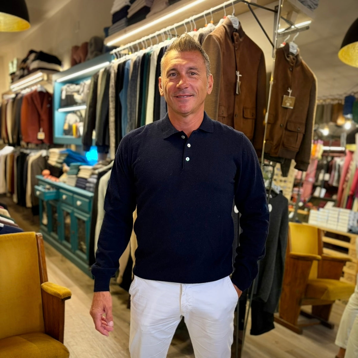 SHEVA - polo manica lunga cashmere sartoriale