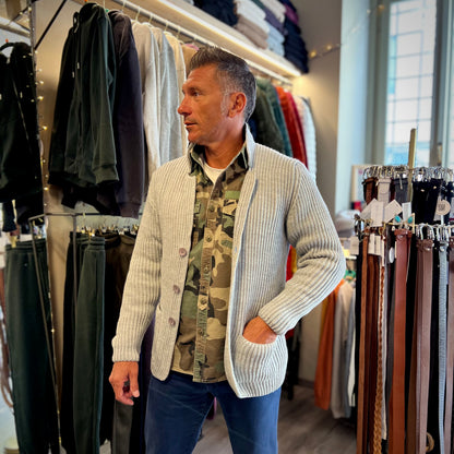 PLATINI – giacca in maglia sartoriale