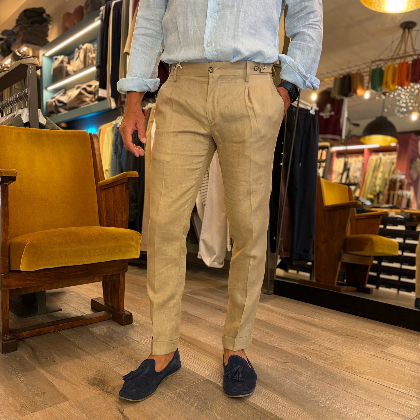 MOU - pantalone lino sartoriale