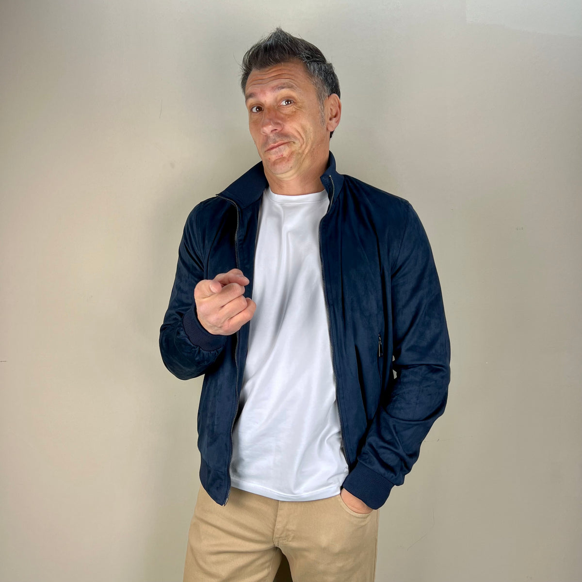 CAGNI - giacca scamosciata sartoriale leggera