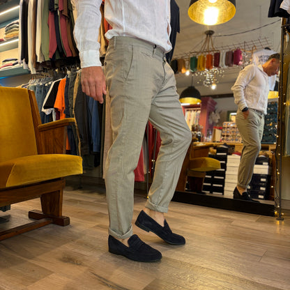 MIKE - pantalone misto lino sartoriale