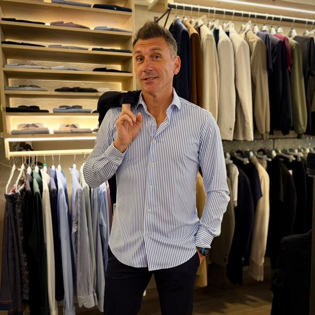 TOP PLAYER PROFESSIONAL RIGHE LARGHE – camicia eco anti-stiro a righe