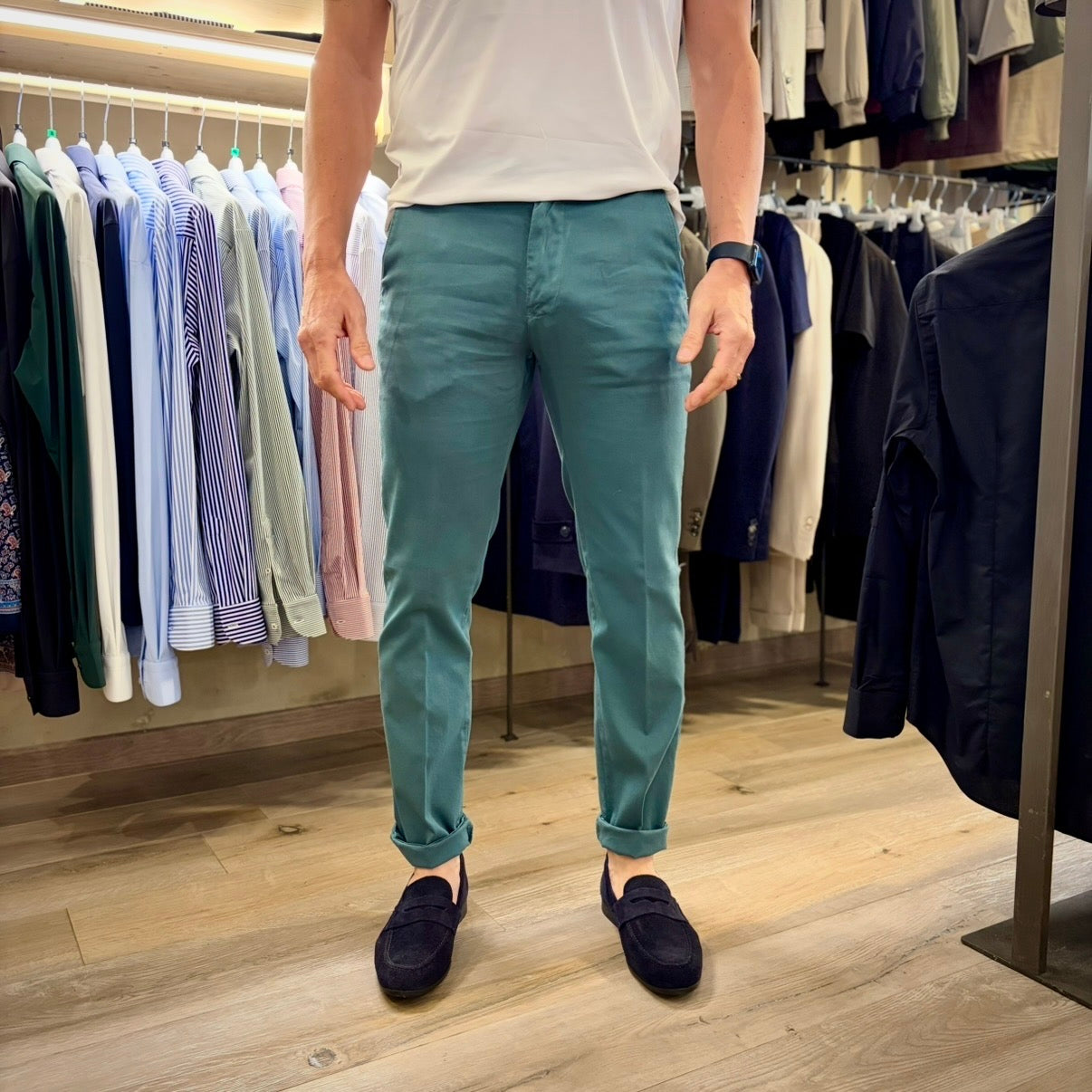 CESAR LIGHT – pantalone chino nido d’ape sartoriale