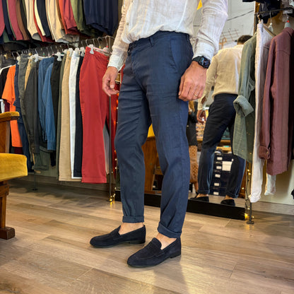 MIKE - pantalone misto lino sartoriale