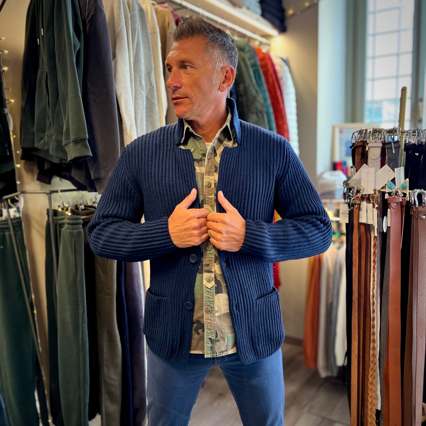 PLATINI – giacca in maglia sartoriale