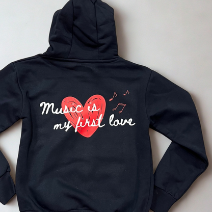 MUSIC LOVE - felpa cappuccio blu